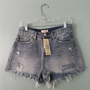 Elan Gray Jean Shorts Distressed High-Waisted